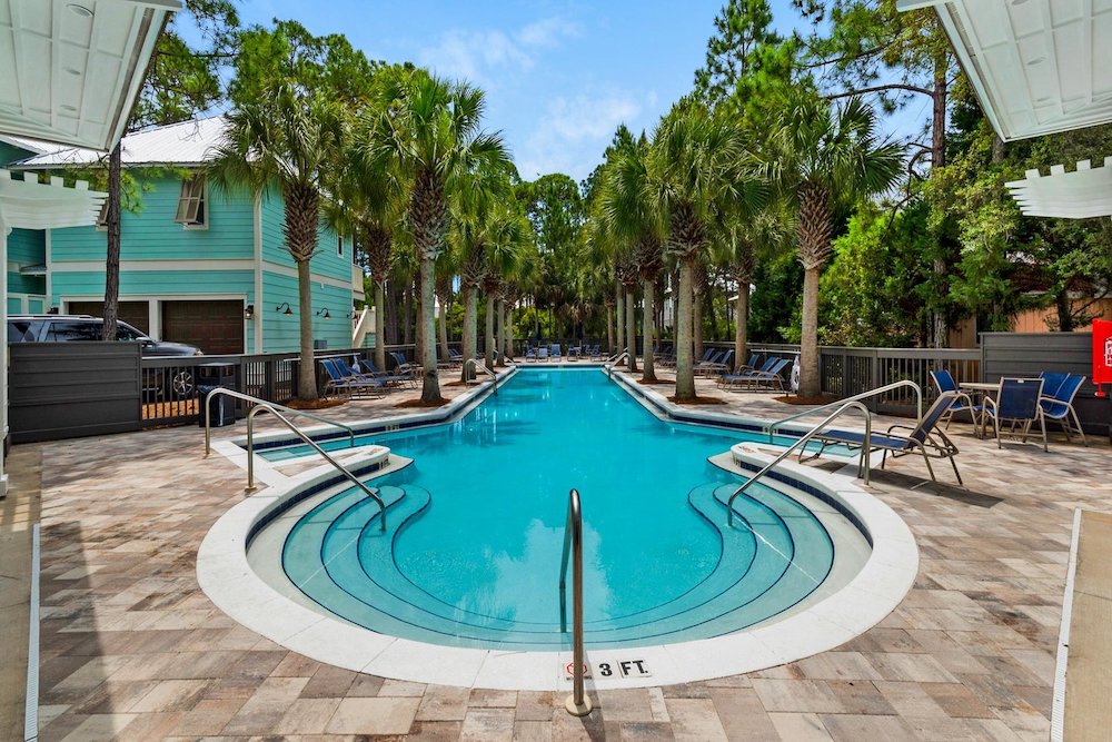 pool with palm trees